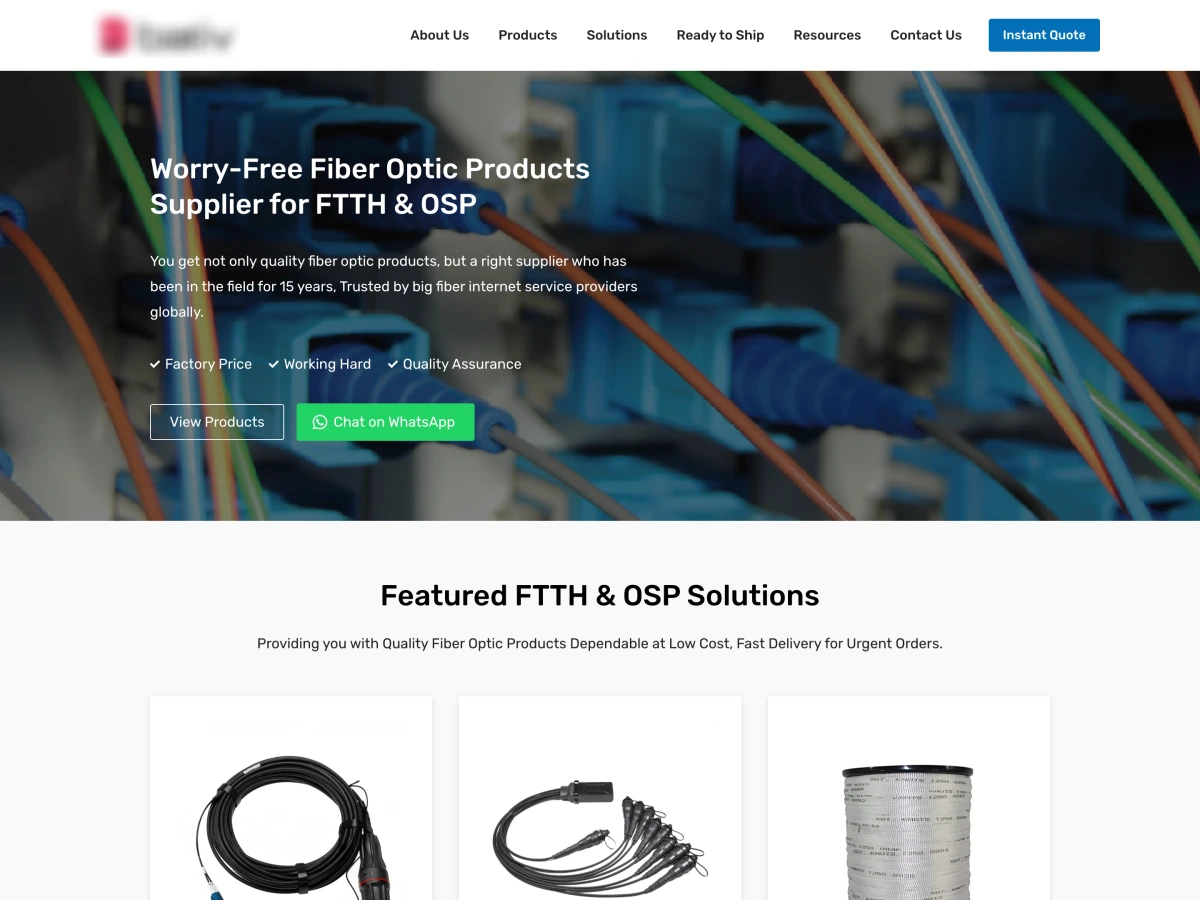 光通信行业无源光纤产品外贸公司网站